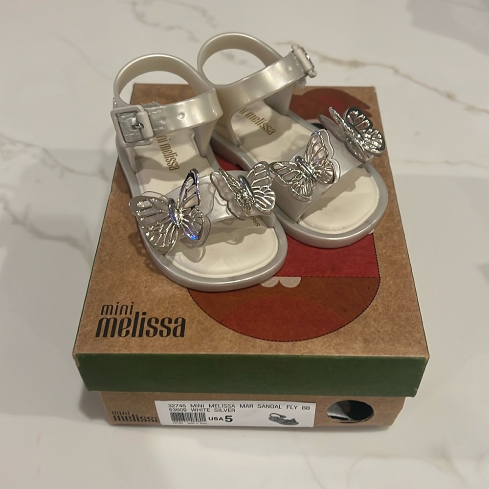 Mini Melissa Butterfly Sandals - Like New - Sz USA 5
